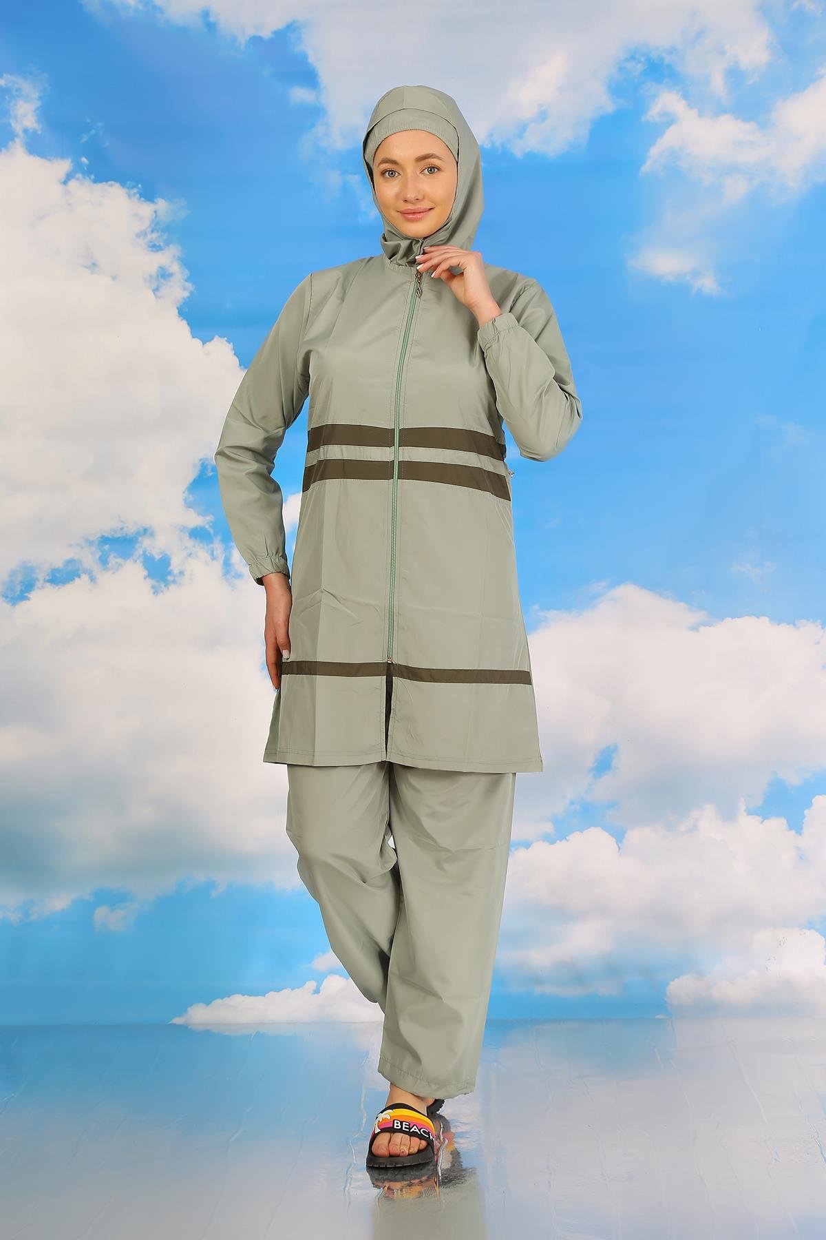 Akbeniz Kadın Tam Tesettür Mayo Su Yeşili 31061