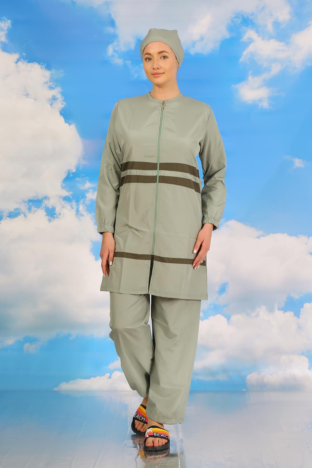 Akbeniz Kadın Tam Tesettür Mayo Su Yeşili 31061