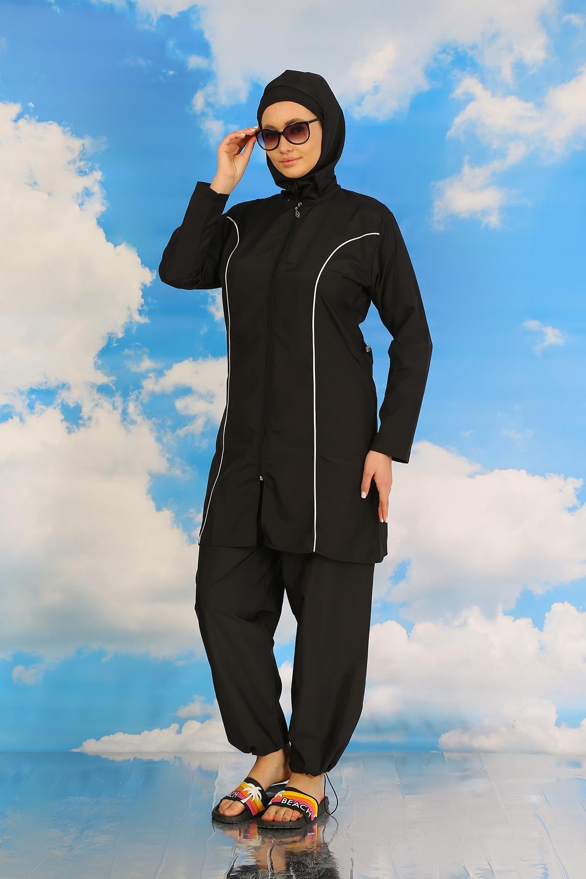 Akbeniz Kadın Tam Tesettür Siyah Mayo 31060