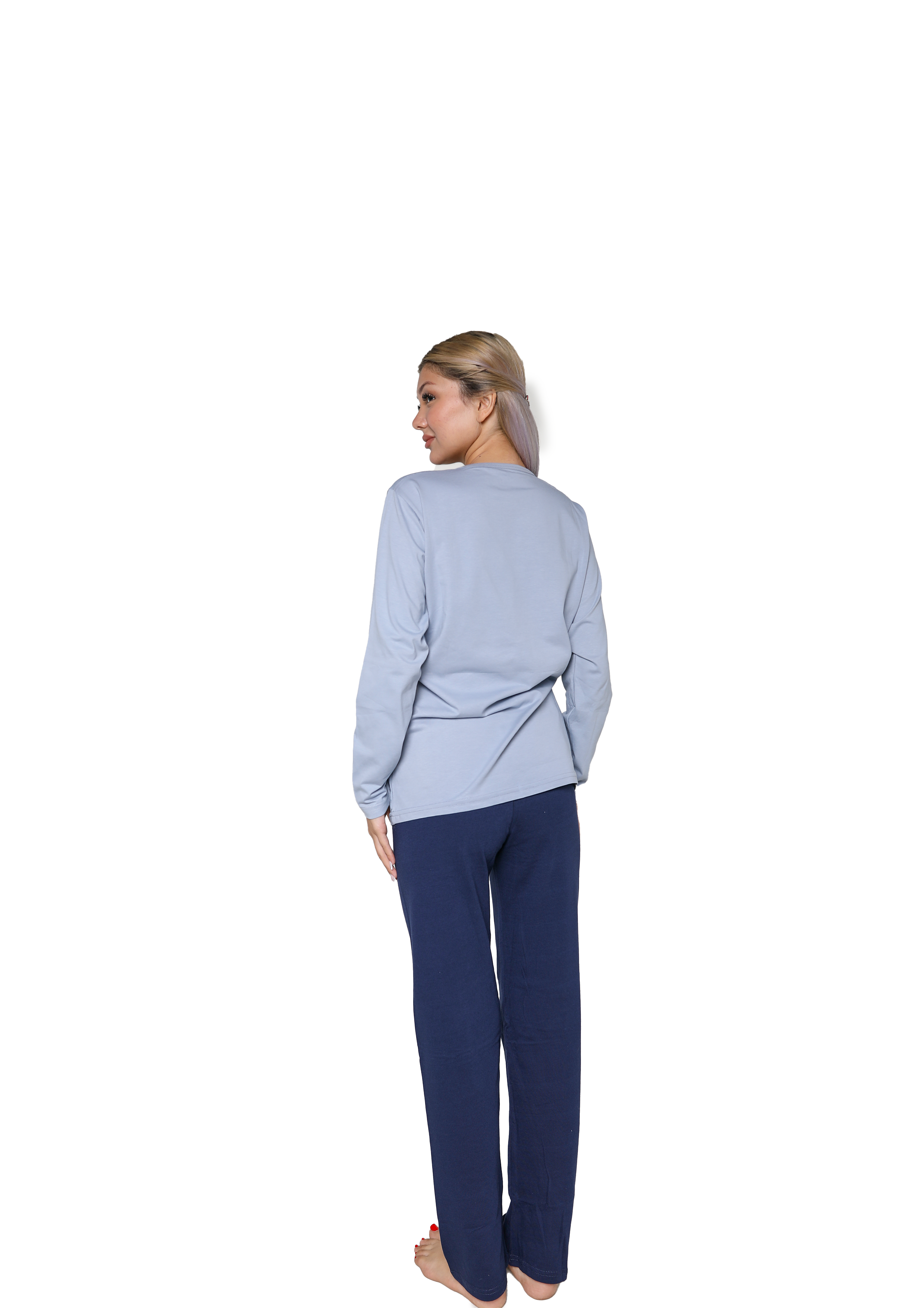 Akbeniz Kadın Uzun Kol Penye Pijama Takımı Lila 41110