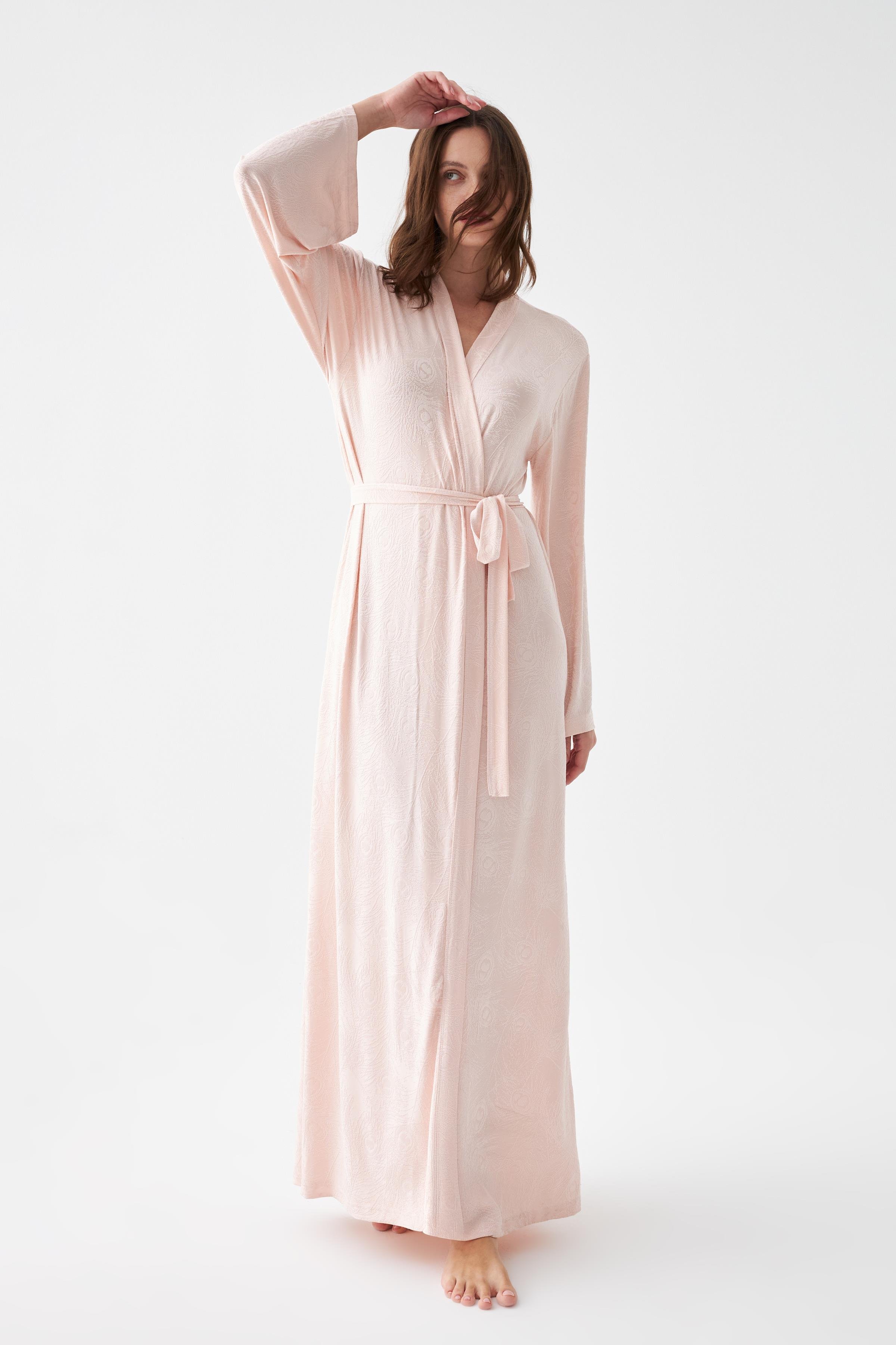 Akbeniz Kadın Uzun Pembe Penye Sabahlık