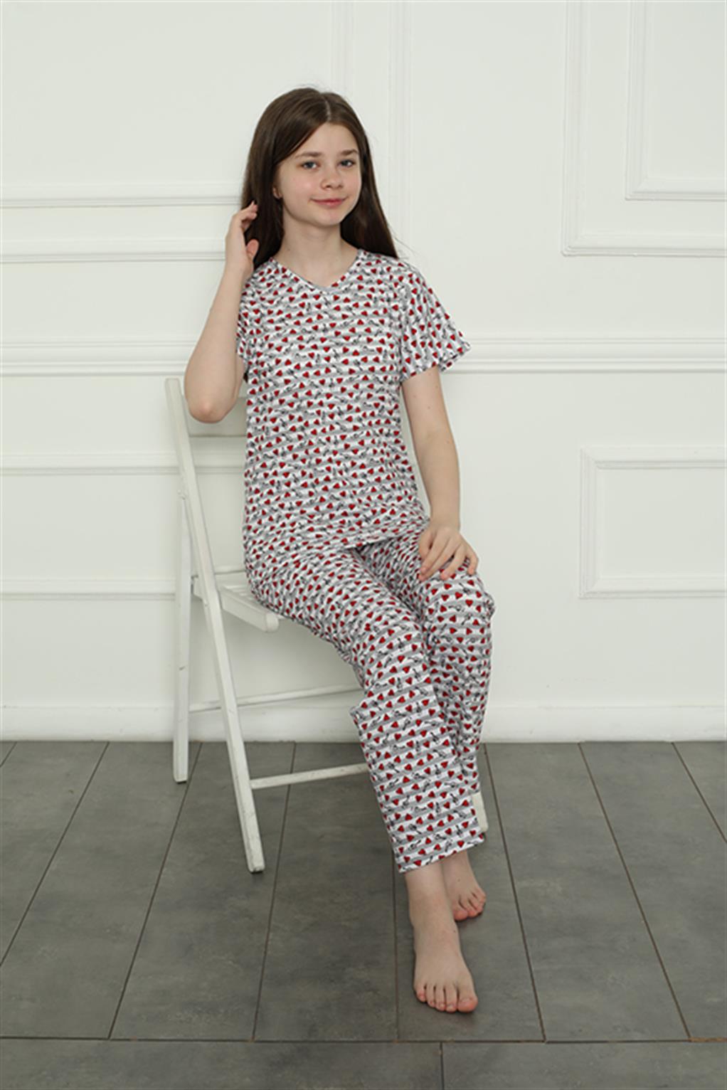 Akbeniz Kız Çocuk Penye Pijama Takım 20409