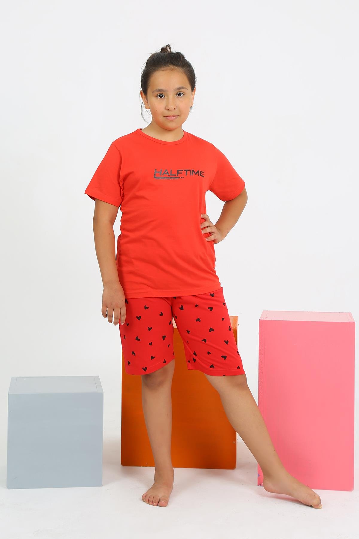 Akbeniz Kız Çocuk Şortlu Kısa Kol Pijama Takım 20431