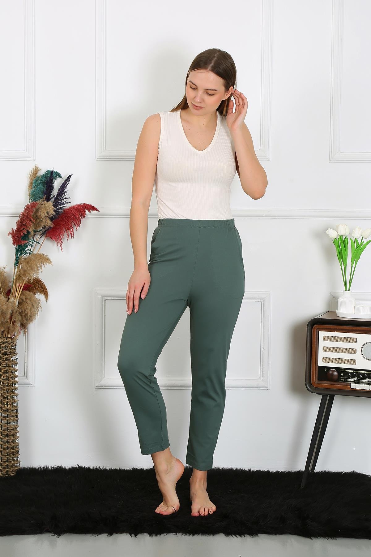 Akbeniz Pamuklu Haki Tek Alt Pijama 27523