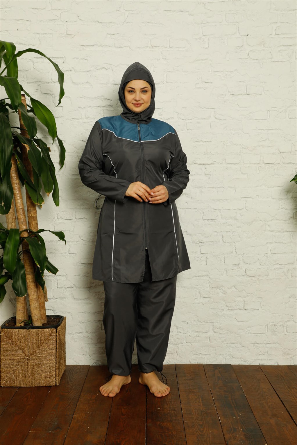 Akbeniz Tam Tesettür Büyük Beden Mayo 32018