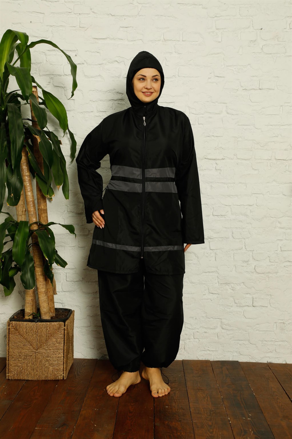 Akbeniz Tam Tesettür Büyük Beden Mayo 55003