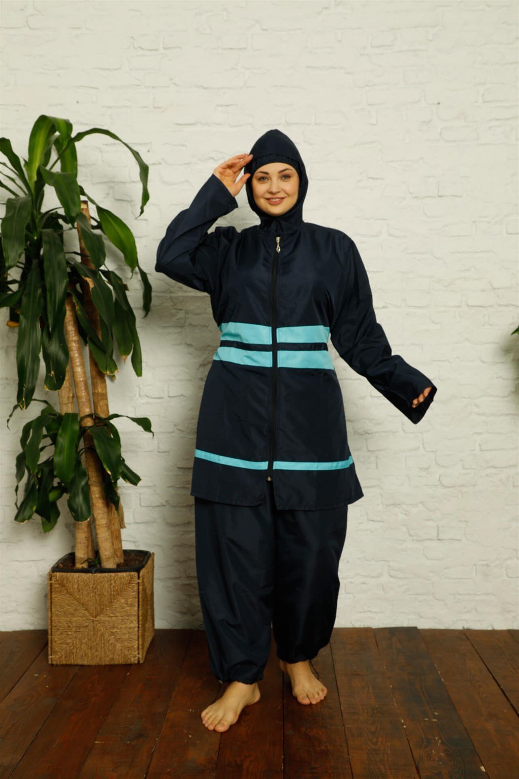 Akbeniz Tam Tesettür Büyük Beden Mayo 55002