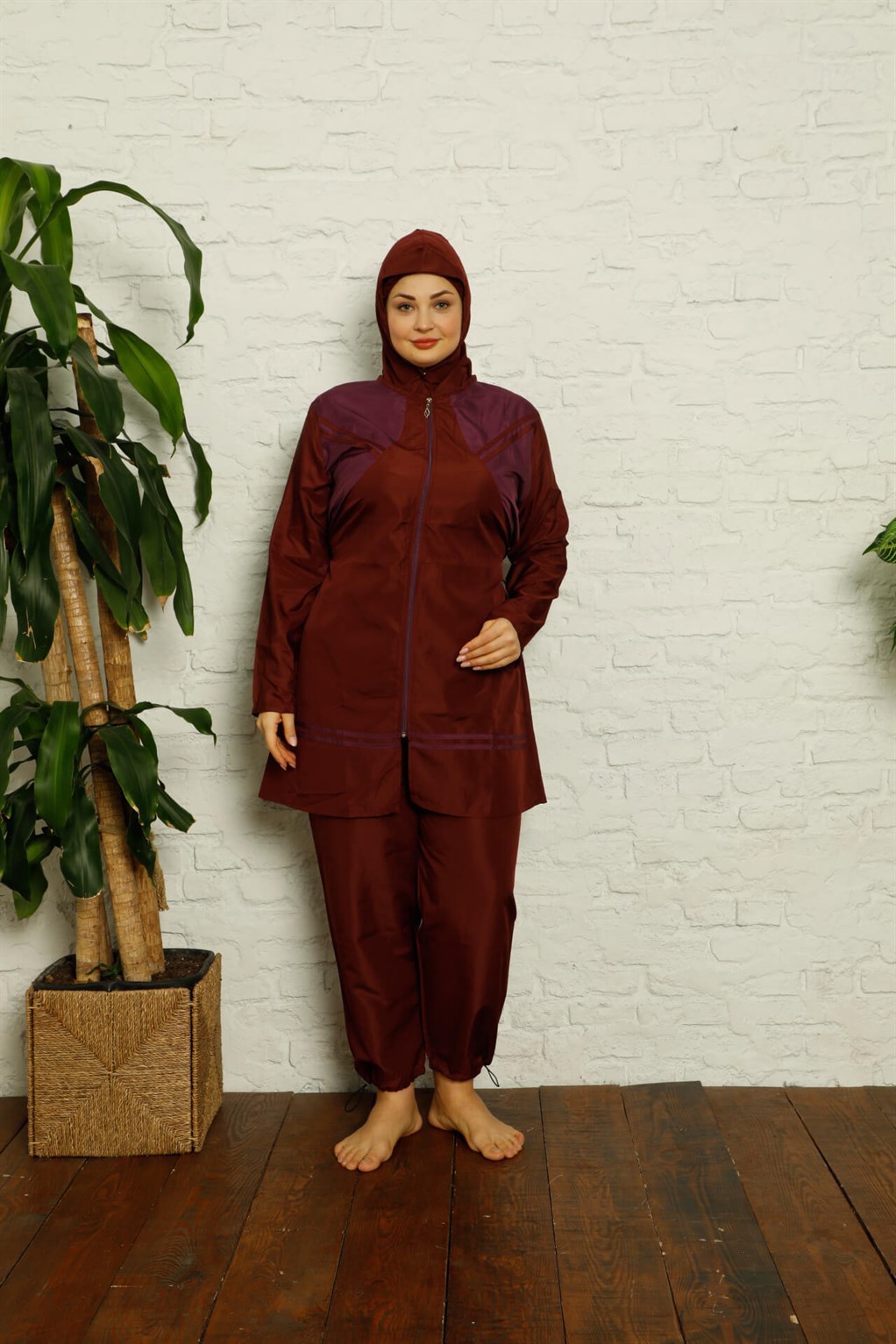 Akbeniz Tam Tesettür Büyük Beden Mayo 32007