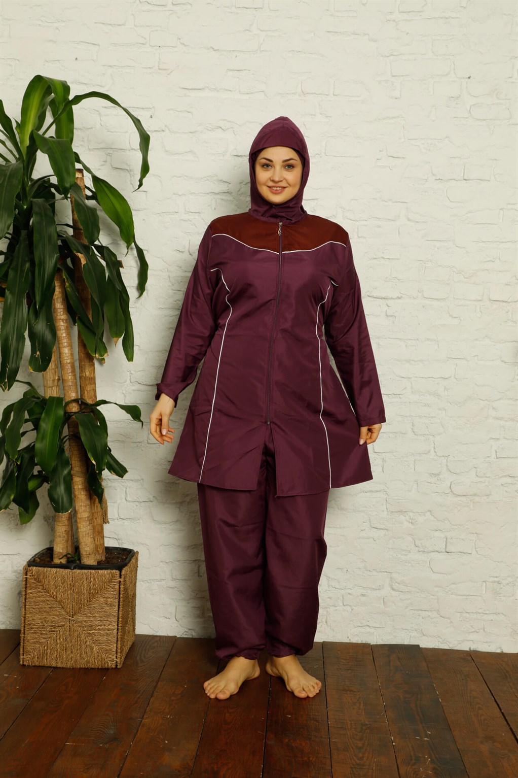 Akbeniz Tam Tesettür Büyük Beden Mayo 32017