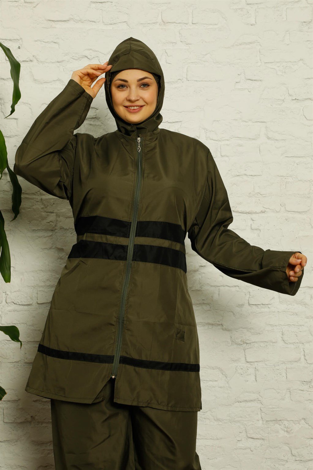 Akbeniz Tam Tesettür Büyük Beden Mayo 55006