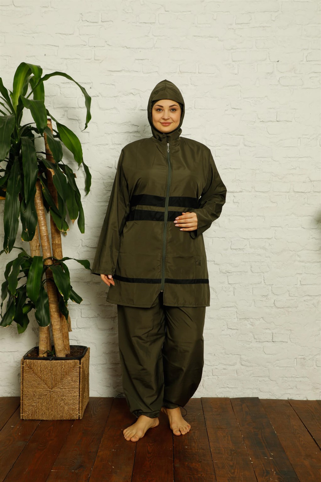 Akbeniz Tam Tesettür Büyük Beden Mayo 55006