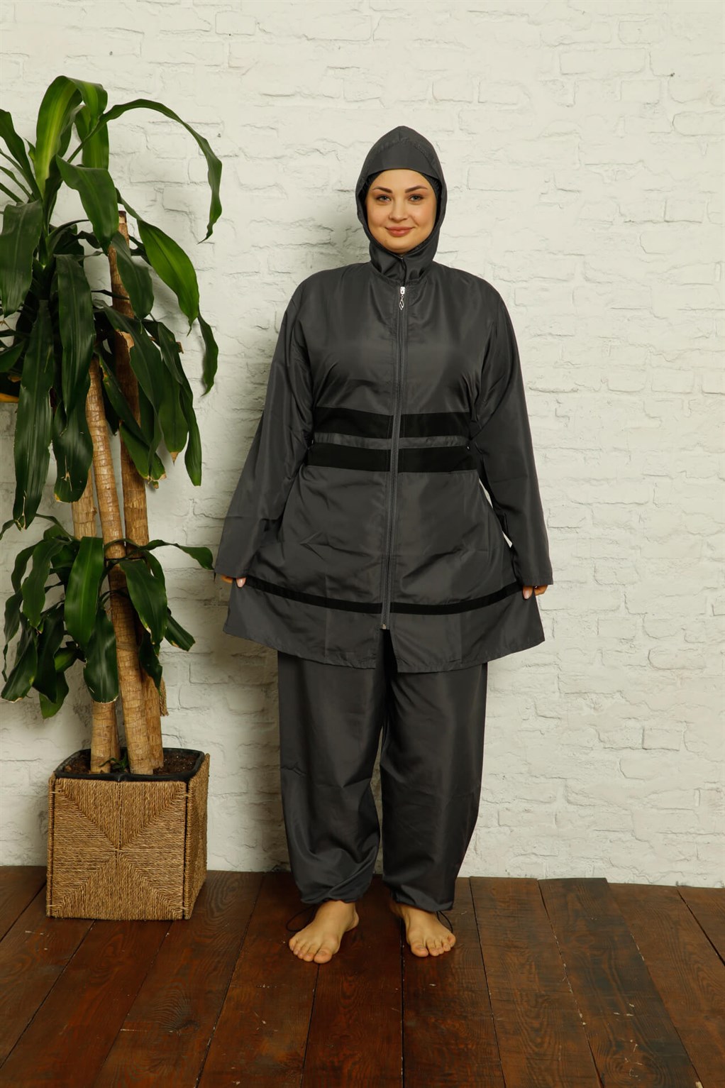 Akbeniz Tam Tesettür Büyük Beden Mayo 55005