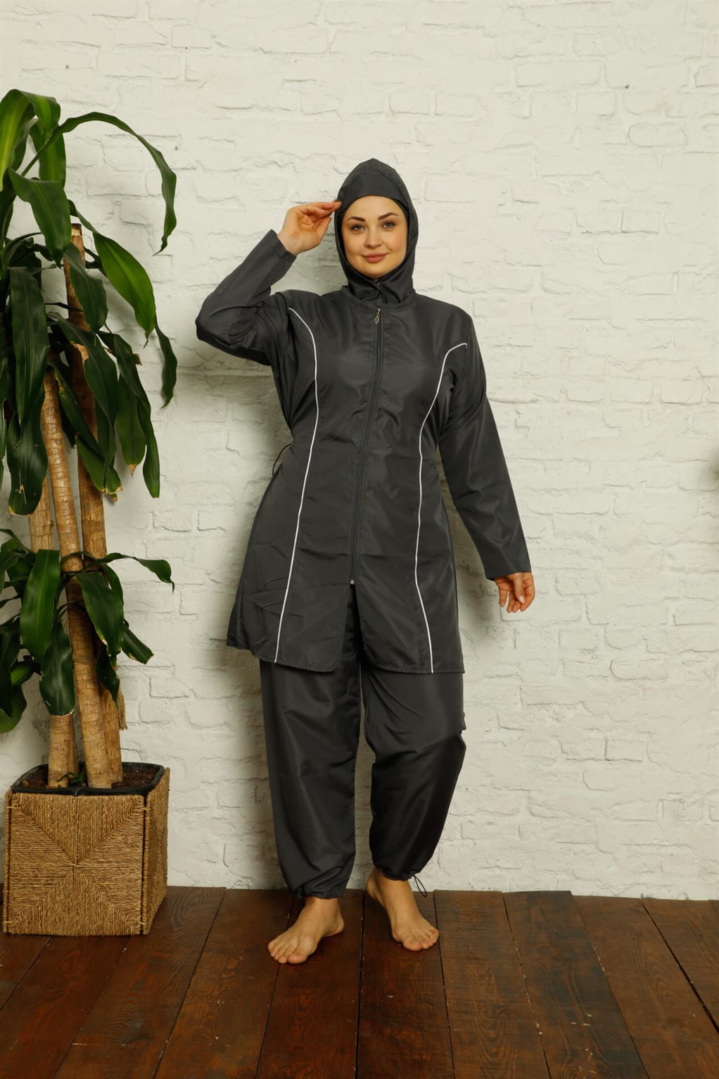 Akbeniz Tam Tesettür Büyük Beden Mayo 32016