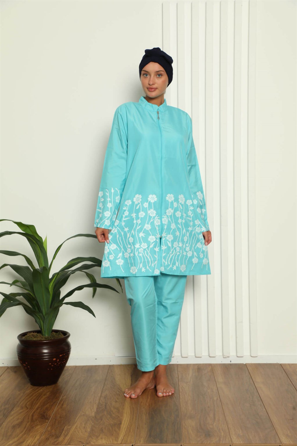 Akbeniz Tam Tesettür Çiçek Baskılı Mayo 31028