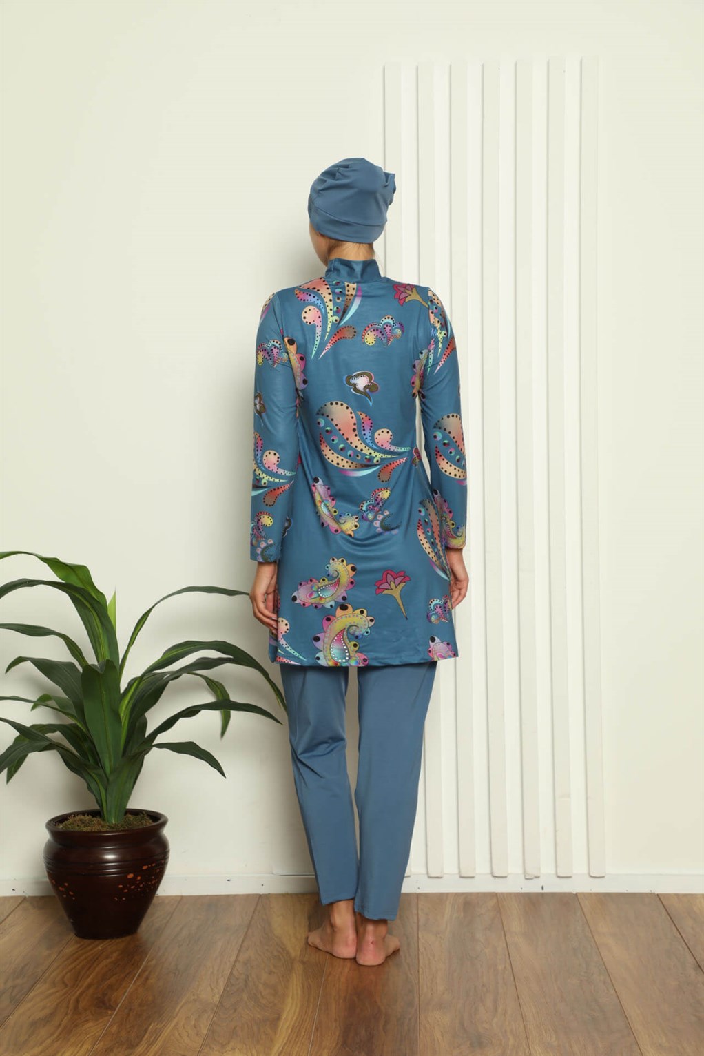 Akbeniz Tam Tesettür Dijital Desenli Mayo 31043