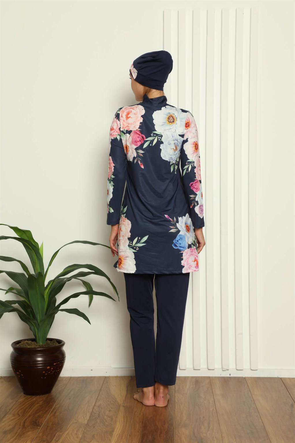 Akbeniz Tam Tesettür Dijital Desenli Mayo 31044