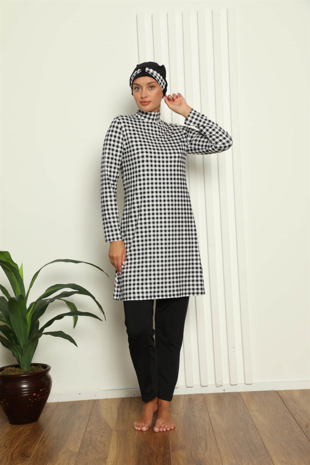 Akbeniz Tam Tesettür Dijital Desenli Mayo 31040