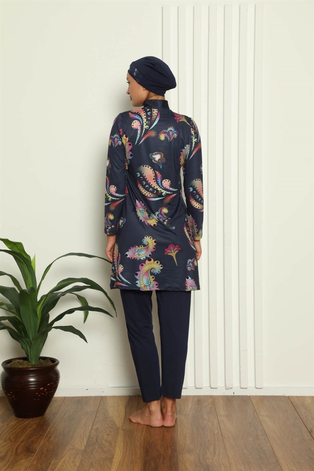 Akbeniz Tam Tesettür Dijital Desenli Mayo 31053