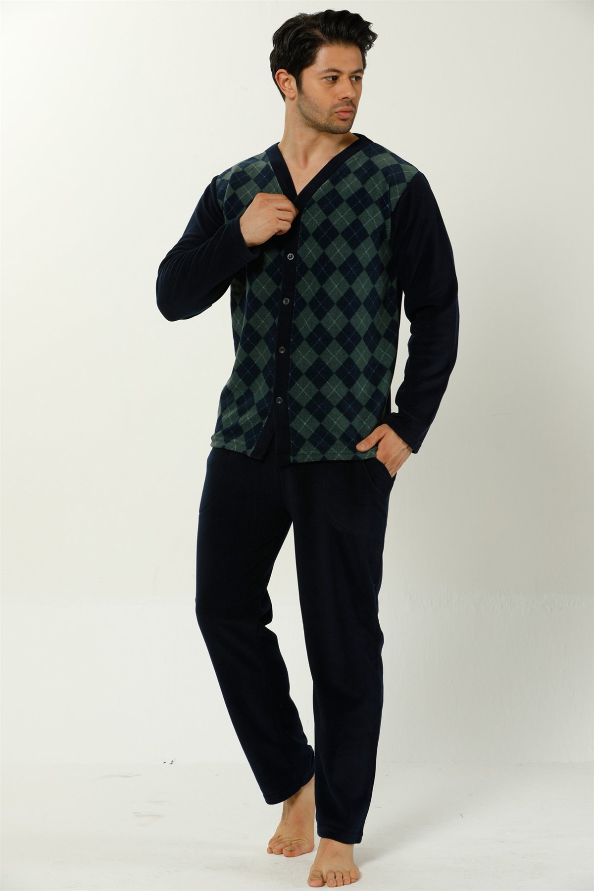 Akbeniz Well Soft Önden Düğmeli Erkek Pijama Takımı 66210