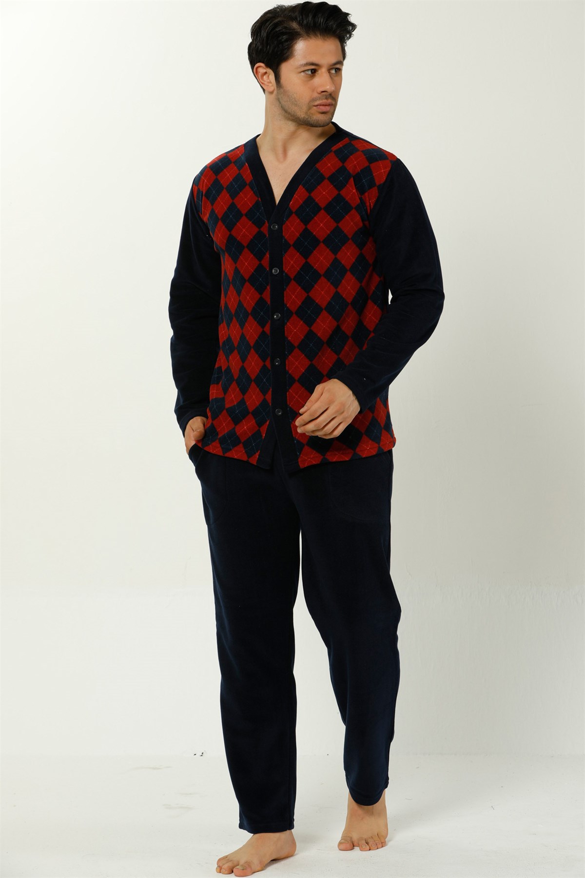 Akbeniz Well Soft Önden Düğmeli Erkek Pijama Takımı 66220