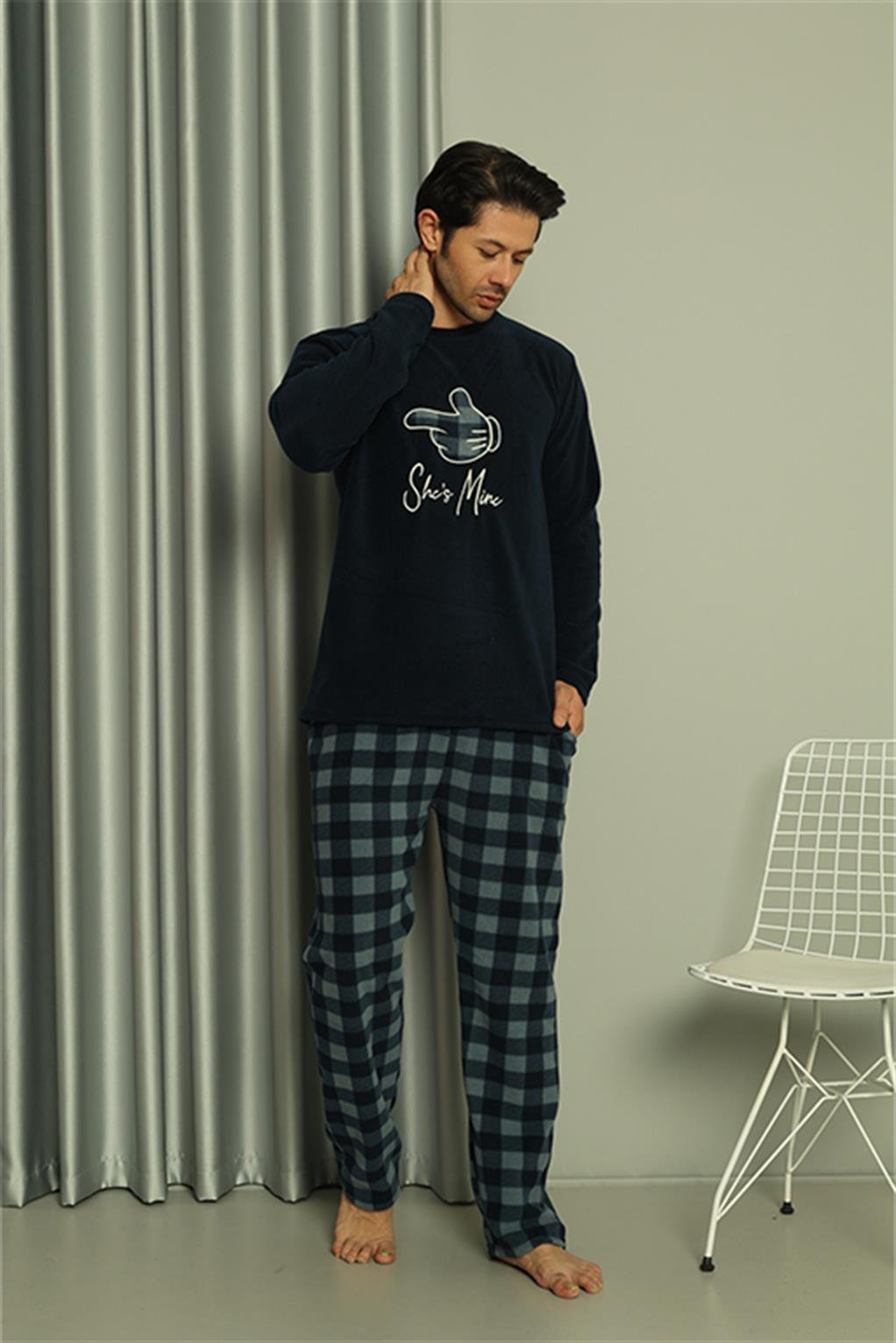 Akbeniz Welsoft Erkek Polar Sevgili Kombini Pijama Takımı 50123 Tek Takım Fiyatıdır 