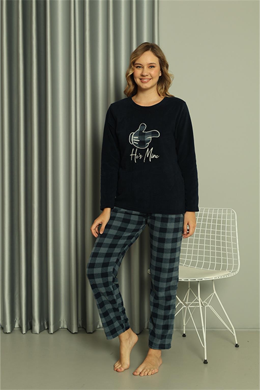 Akbeniz Welsoft Kadın Polar Sevgili Kombini Pijama Takımı 50122 Tek Takım Fiyatıdır