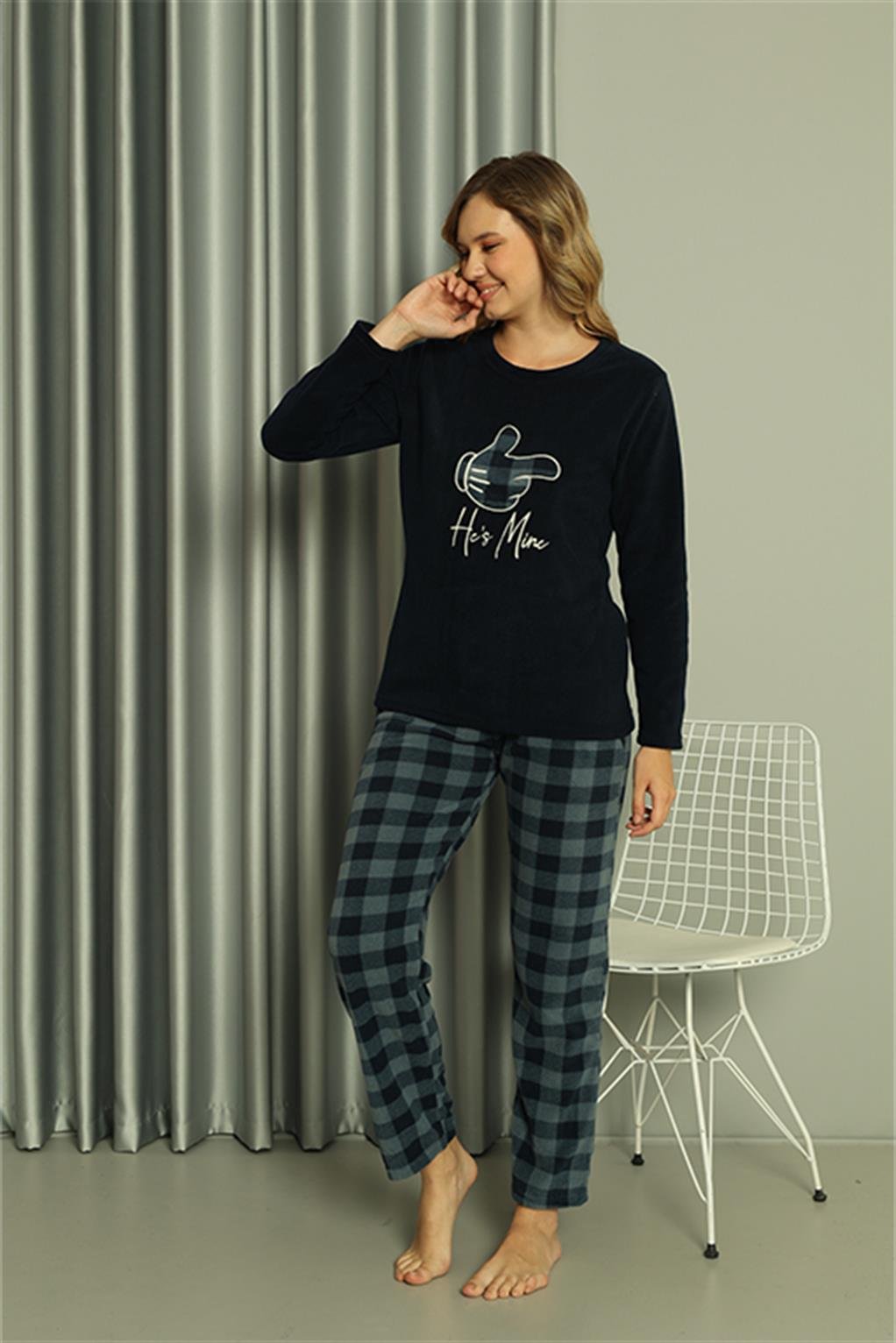 Akbeniz Welsoft Kadın Polar Sevgili Kombini Pijama Takımı 50122 Tek Takım Fiyatıdır