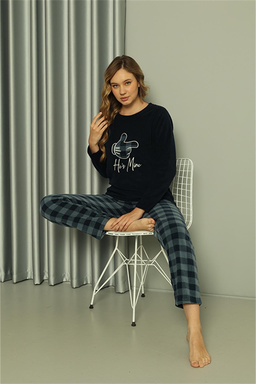 Akbeniz Welsoft Kadın Polar Sevgili Kombini Pijama Takımı 50122 Tek Takım Fiyatıdır