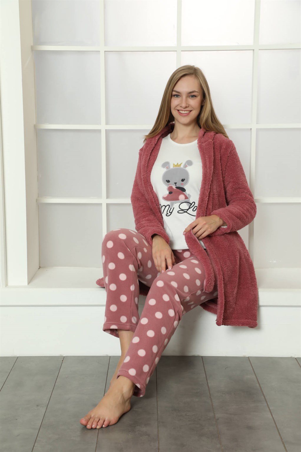 Akbeniz Welsoft Polar Kadın 3'lü Pijama Takımı 808023