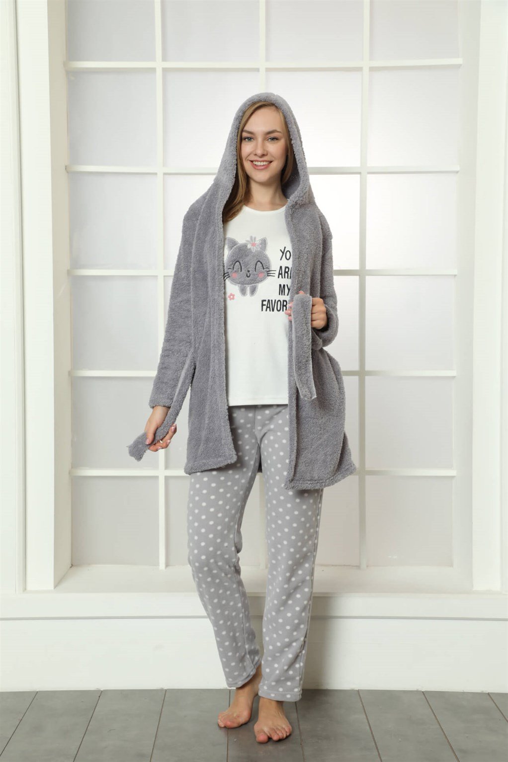 Akbeniz Welsoft Polar Kadın 3'lü Pijama Takımı 808026