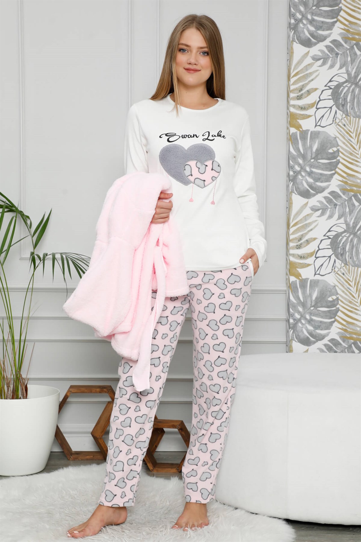 Akbeniz Welsoft Polar Kadın 3'lü Pijama Takımı 8106