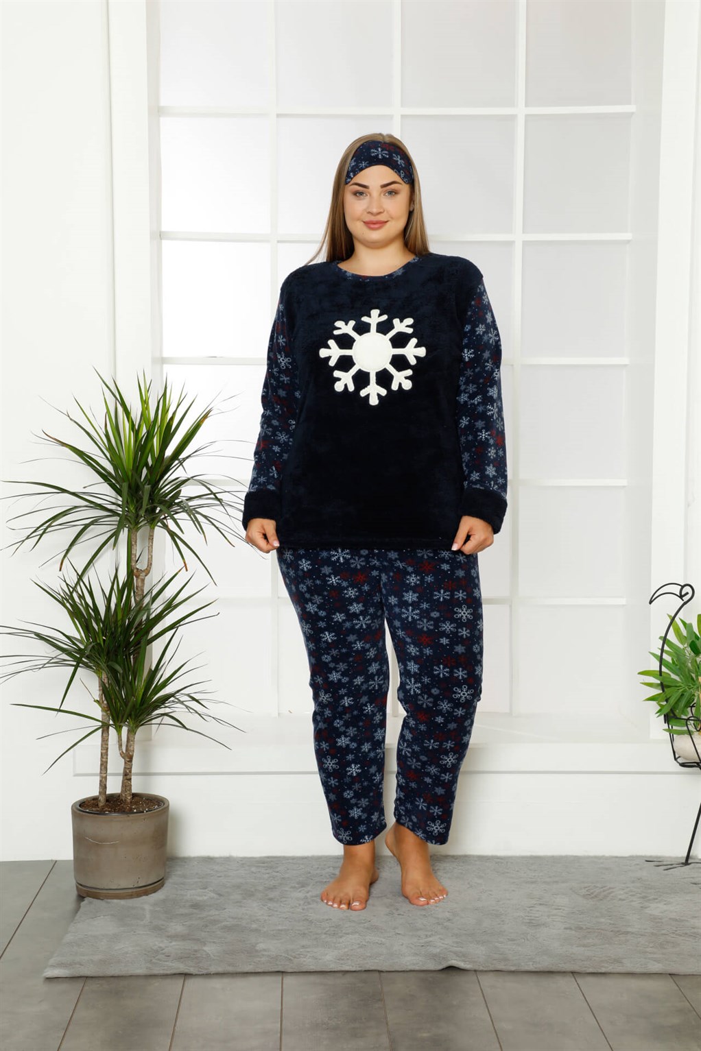 Akbeniz Welsoft Polar Kadın Büyük Beden Pijama Takımı 808015