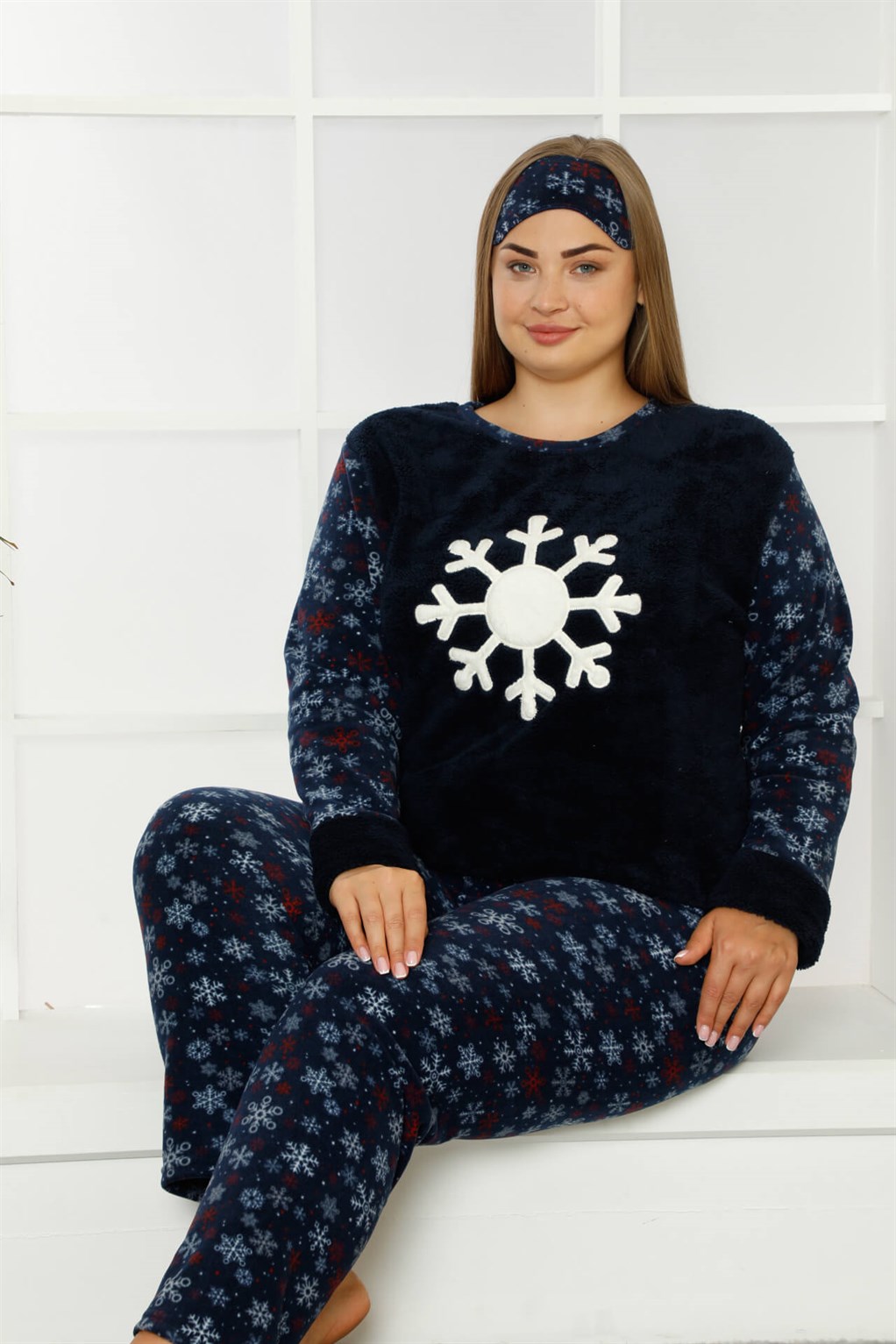 Akbeniz Welsoft Polar Kadın Büyük Beden Pijama Takımı 808015