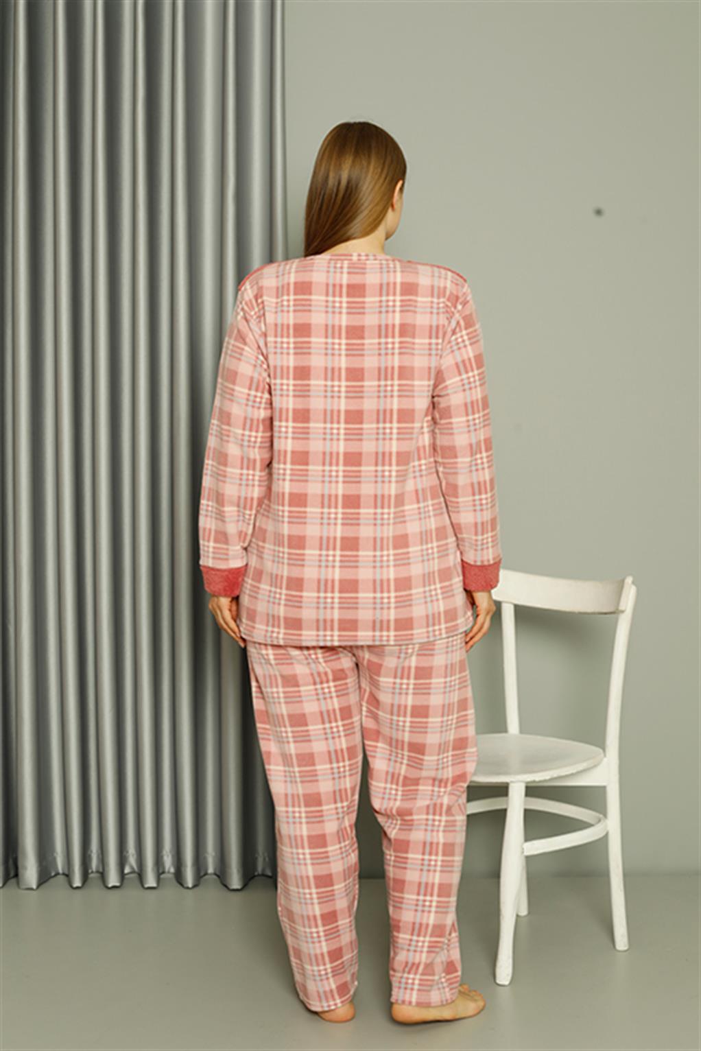 Akbeniz Welsoft Polar Kadın Büyük Beden Pudra Pijama Takımı 808040