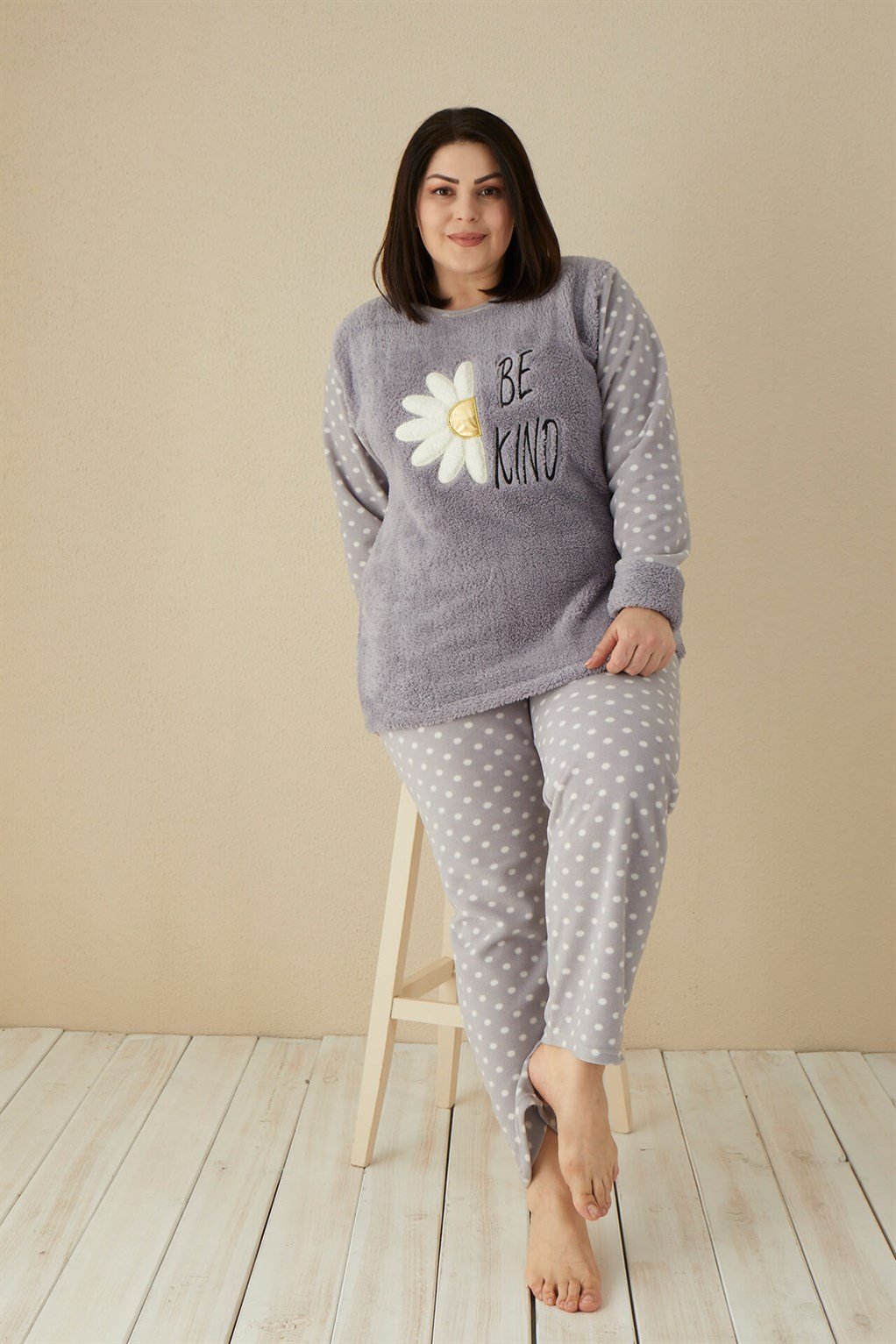 Akbeniz Welsoft Polar Kadın Büyük Beden Pijama Takımı 808039