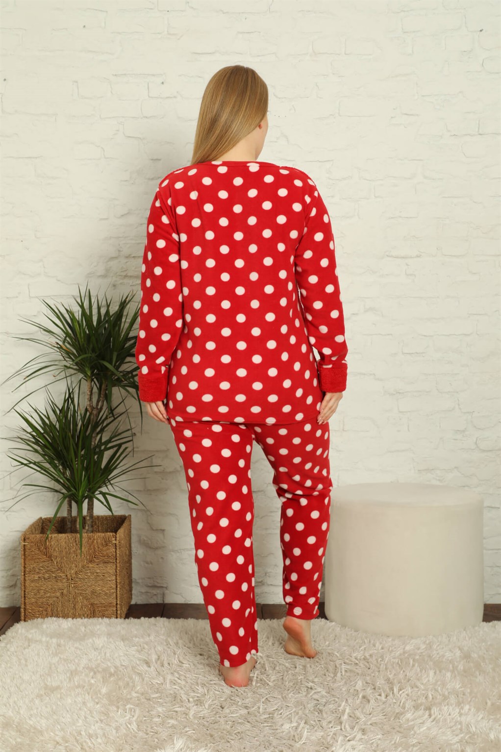 Akbeniz Welsoft Polar Kadın Büyük Beden Pijama Takımı 808011