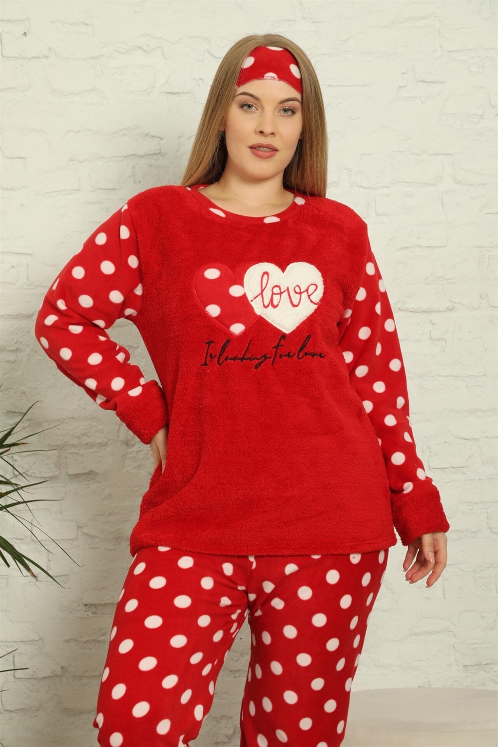 Akbeniz Welsoft Polar Kadın Büyük Beden Pijama Takımı 808011
