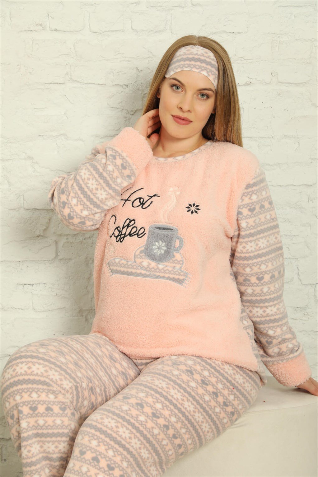 Akbeniz Welsoft Polar Kadın Büyük Beden Pijama Takımı 808013