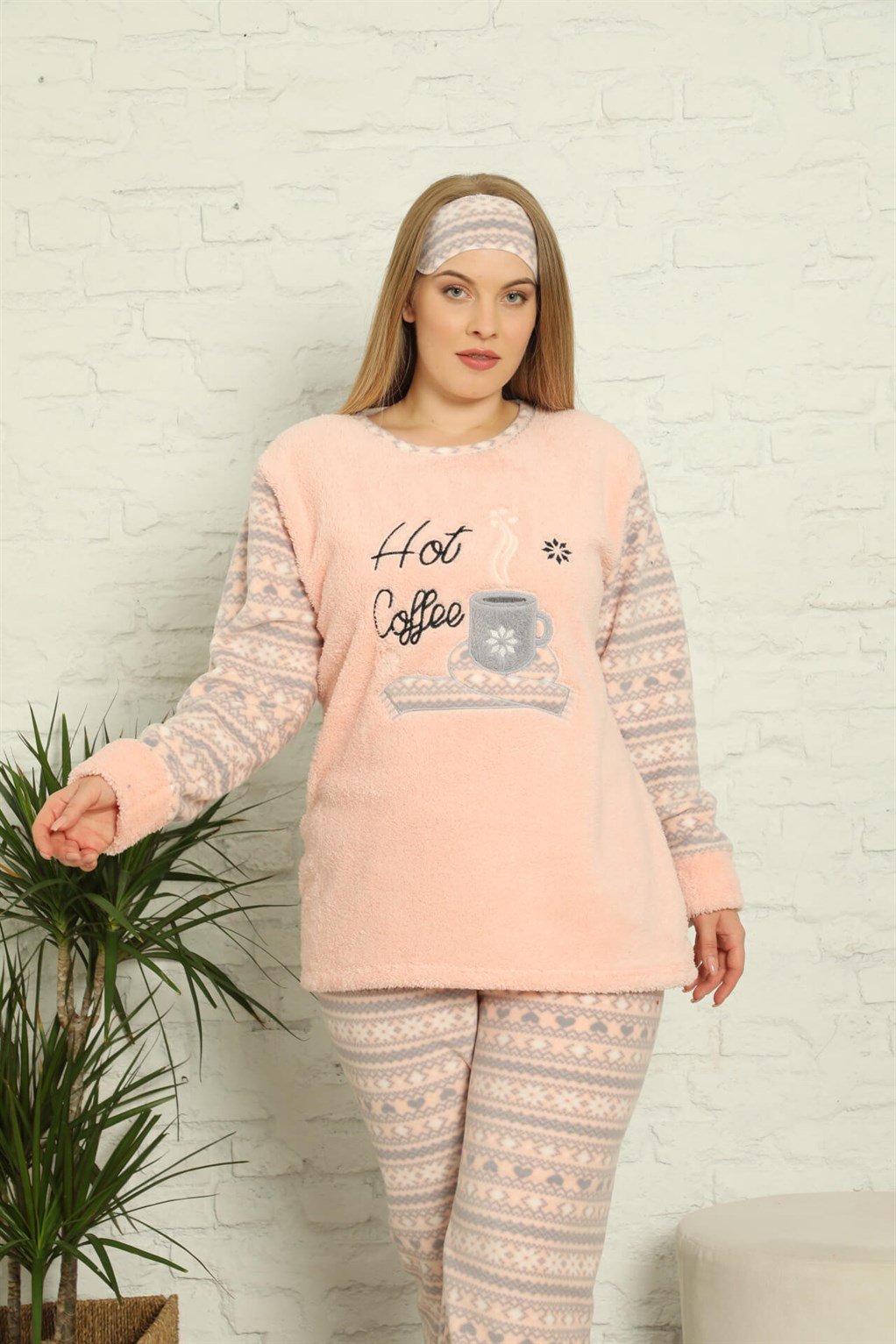 Akbeniz Welsoft Polar Kadın Büyük Beden Pijama Takımı 808013