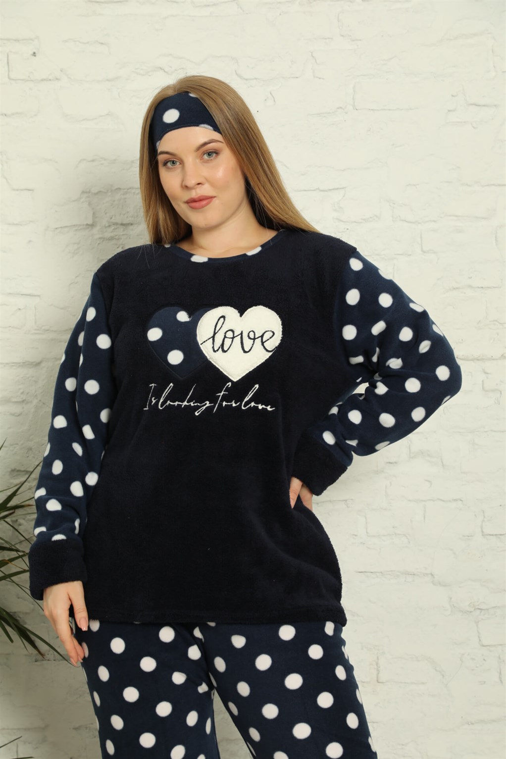 Akbeniz Welsoft Polar Kadın Büyük Beden Pijama Takımı 808012