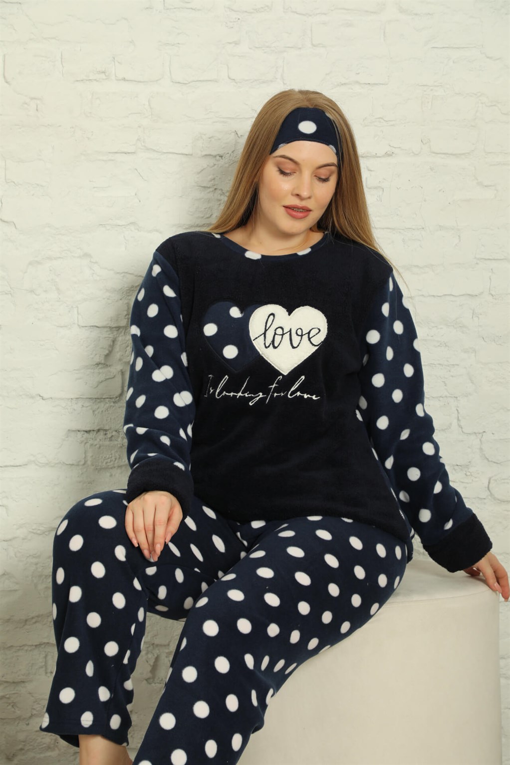 Akbeniz Welsoft Polar Kadın Büyük Beden Pijama Takımı 808012