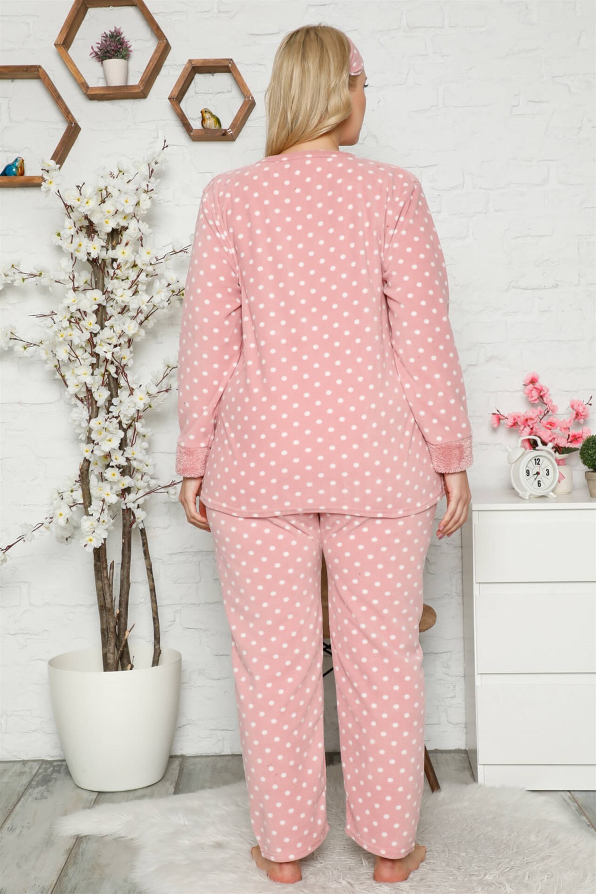 Akbeniz Welsoft Polar Kadın Büyük Beden Pijama Takımı 8115