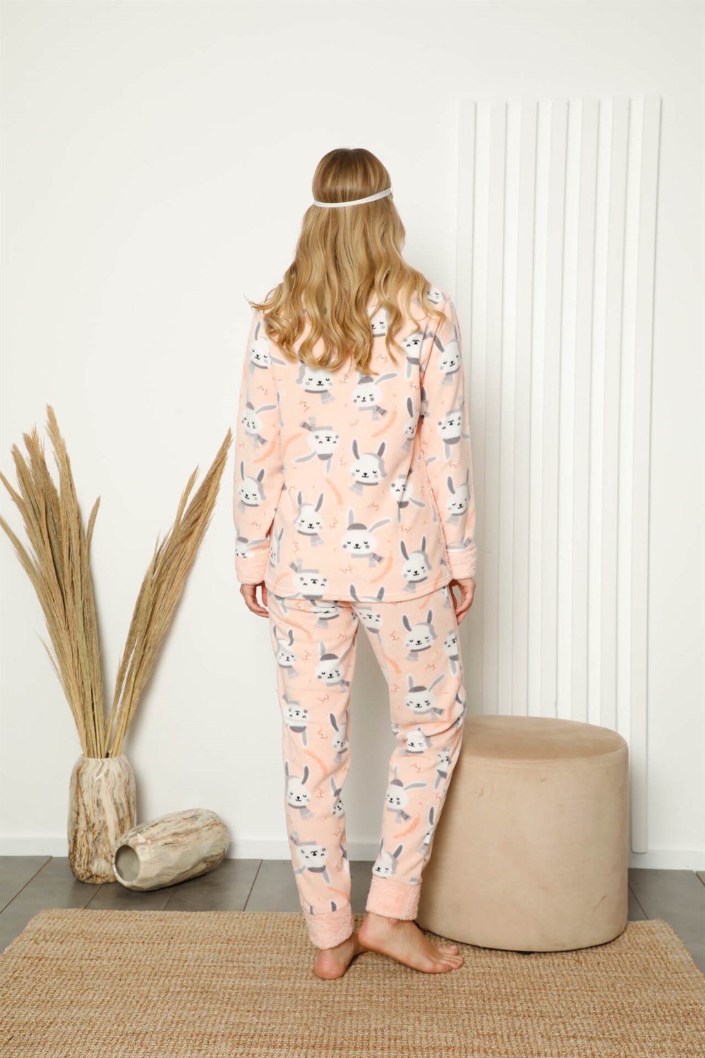 Akbeniz Welsoft Polar Kadın Manşetli Pijama Takımı 8417