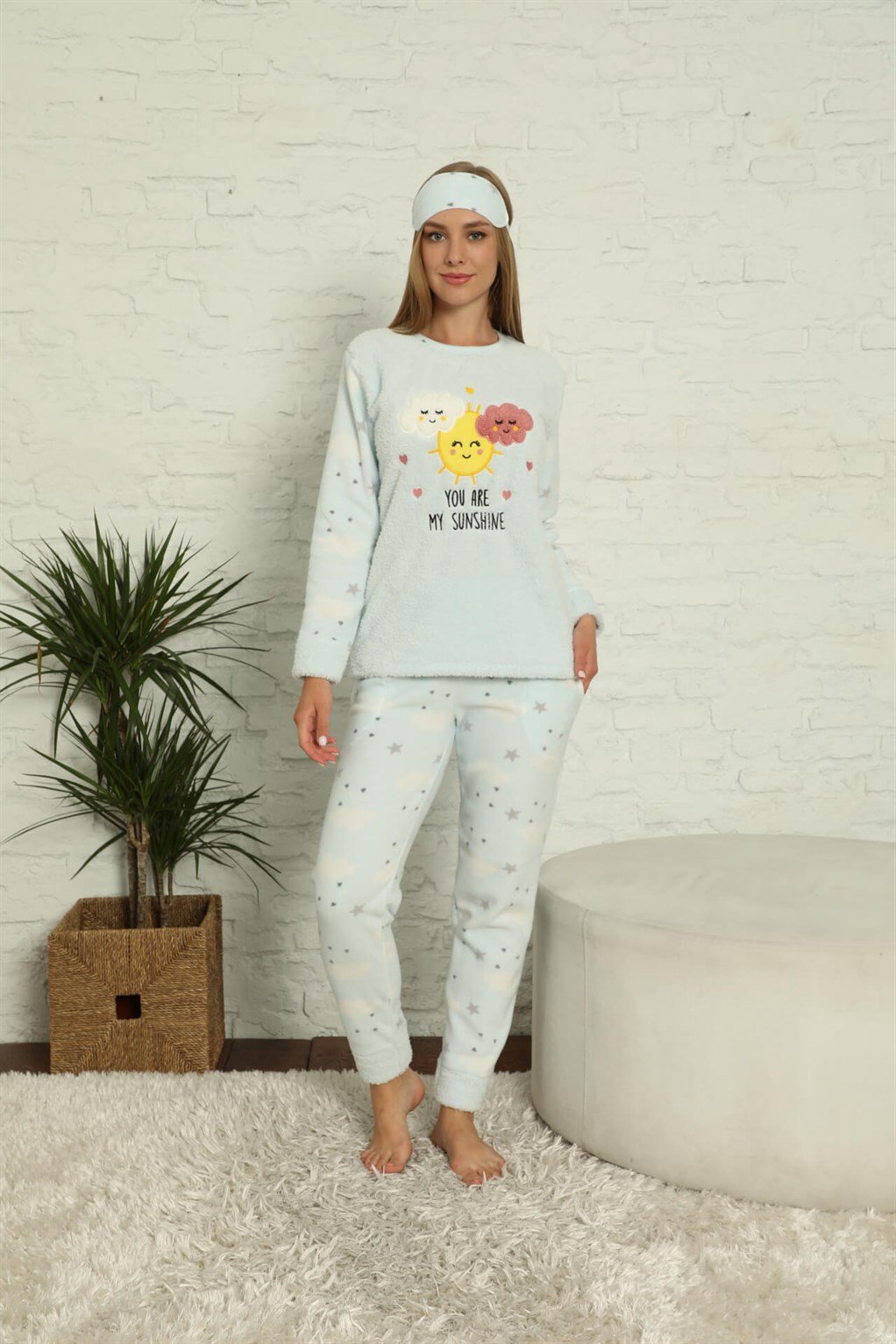 Akbeniz Welsoft Polar Kadın Manşetli Pijama Takımı 8430