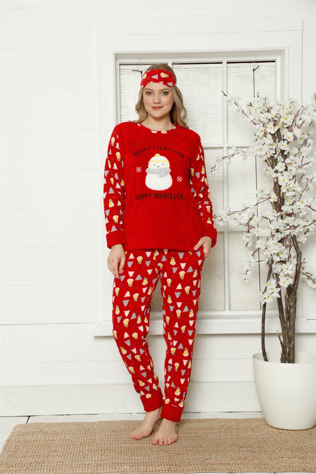Akbeniz Welsoft Polar Kadın Manşetli Pijama Takımı 8411