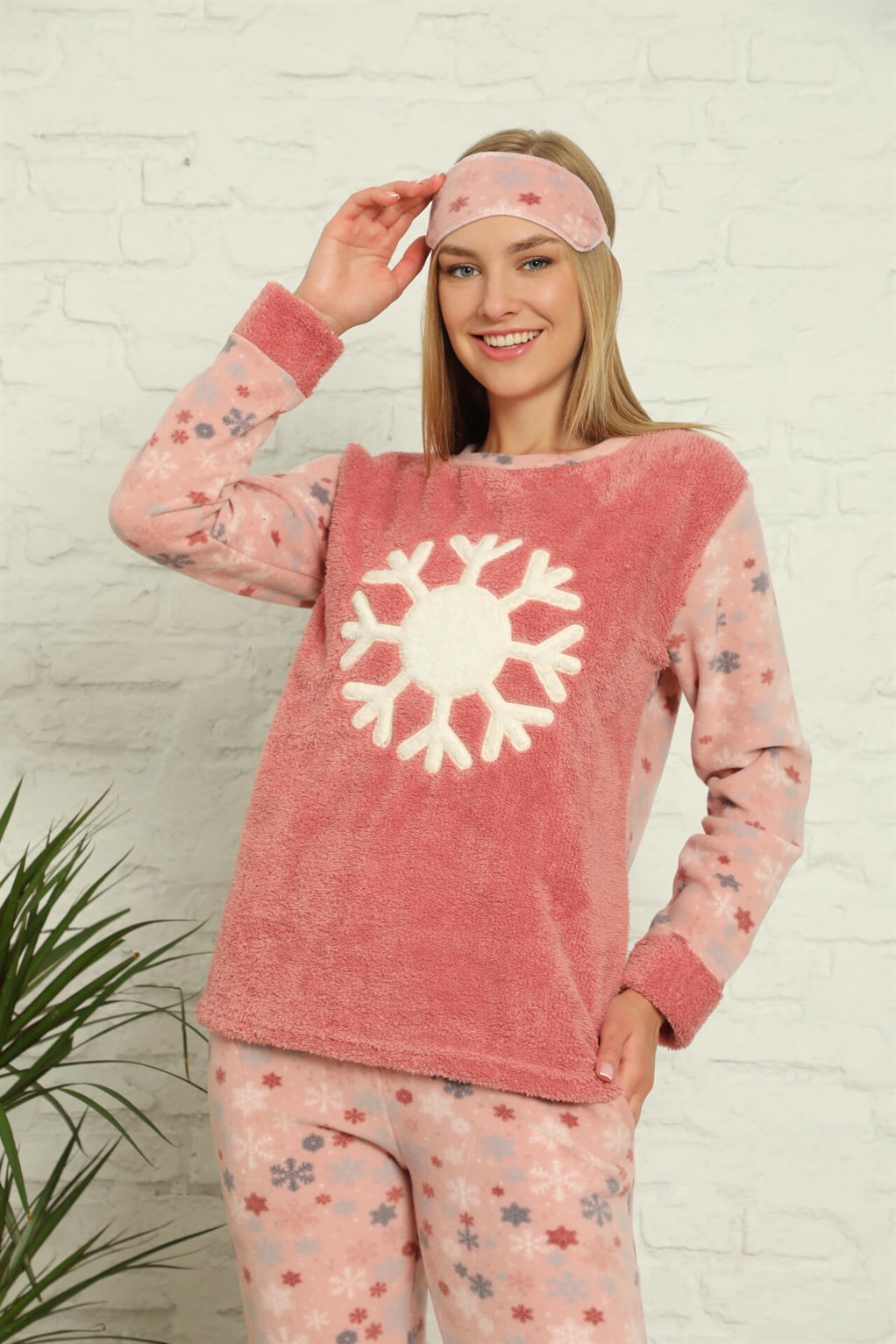 Akbeniz Welsoft Polar Kadın Manşetli Pijama Takımı 8422