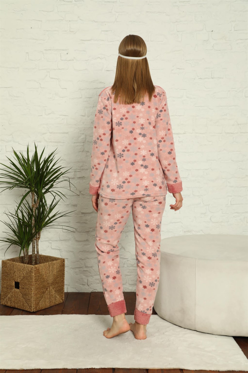 Akbeniz Welsoft Polar Kadın Manşetli Pijama Takımı 8422