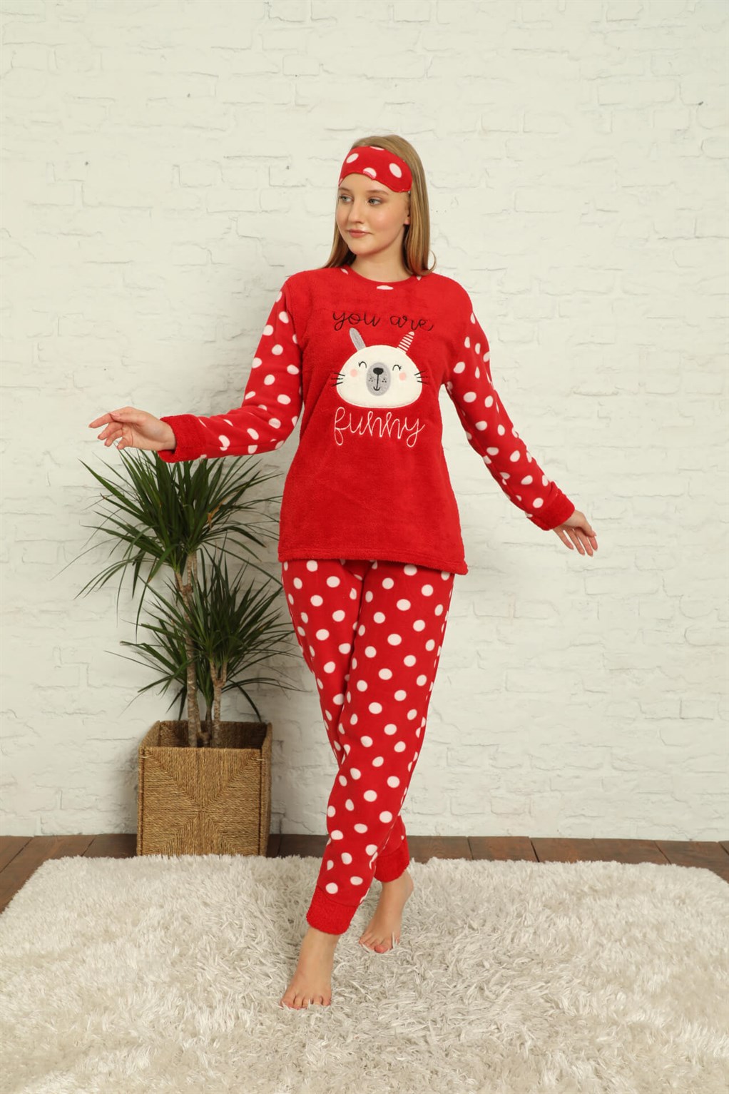 Akbeniz Welsoft Polar Kadın Manşetli Pijama Takımı 8401