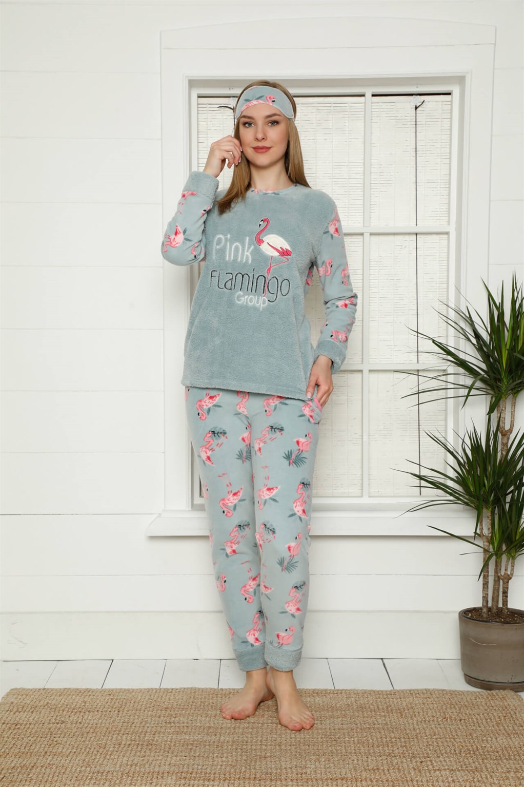 Akbeniz Welsoft Polar Kadın Manşetli Pijama Takımı 8452