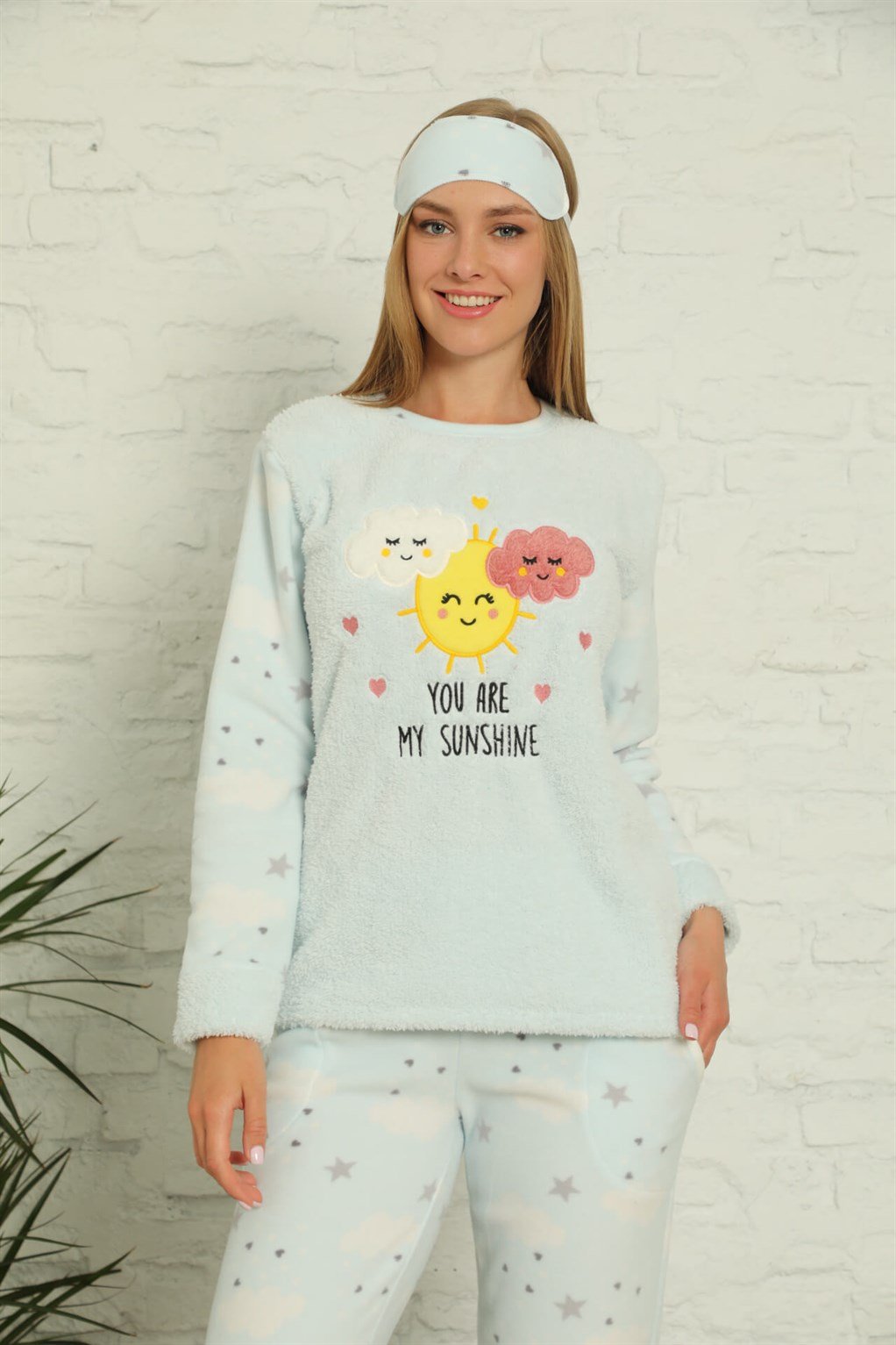 Akbeniz Welsoft Polar Kadın Manşetli Pijama Takımı 8430